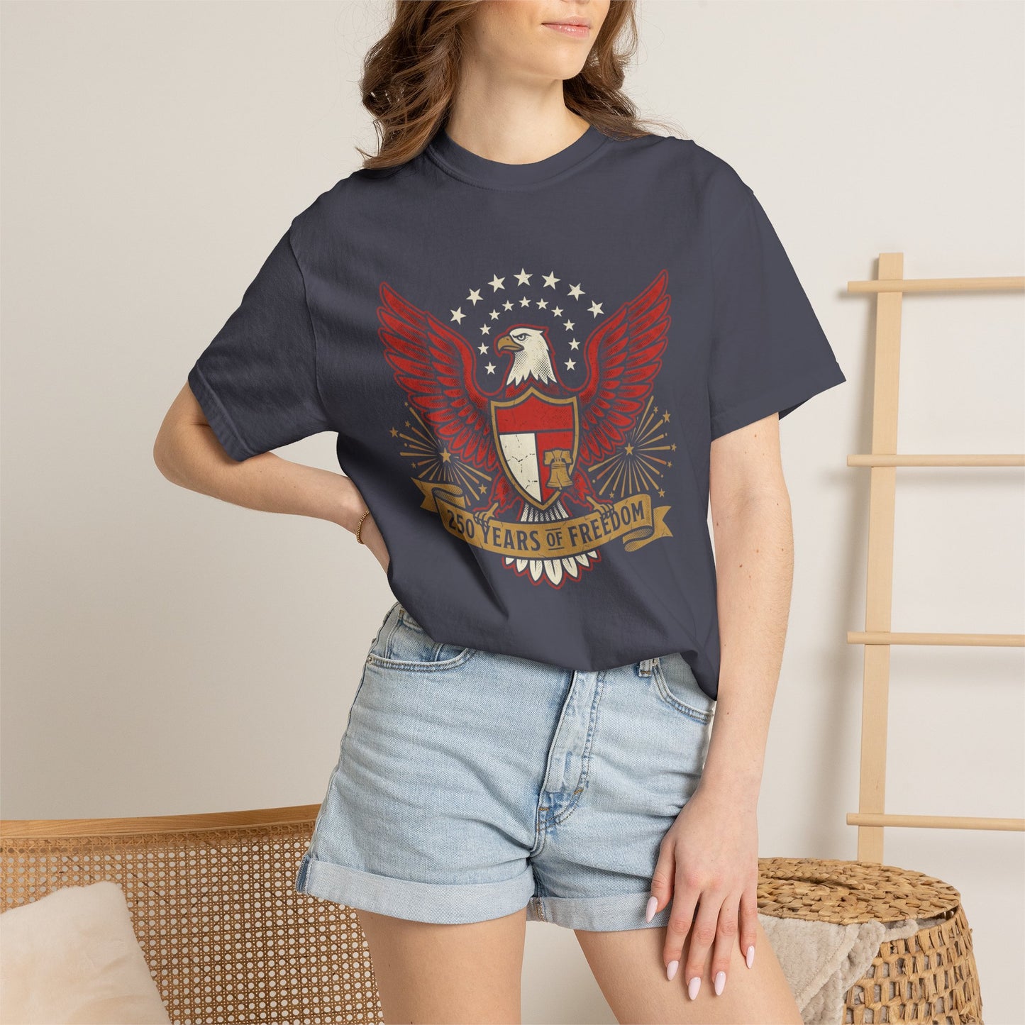 Eagle Crest '250 Years of Freedom'  | Patriotic Eagle USA 1776–2026 Dark Vintage T-Shirt