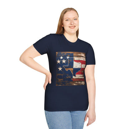 Texas Vintage Flag Unisex T-Shirt - Softstyle Tee, Americana Apparel, Casual Outfit, Gift for Texans, 4th of July Celebration