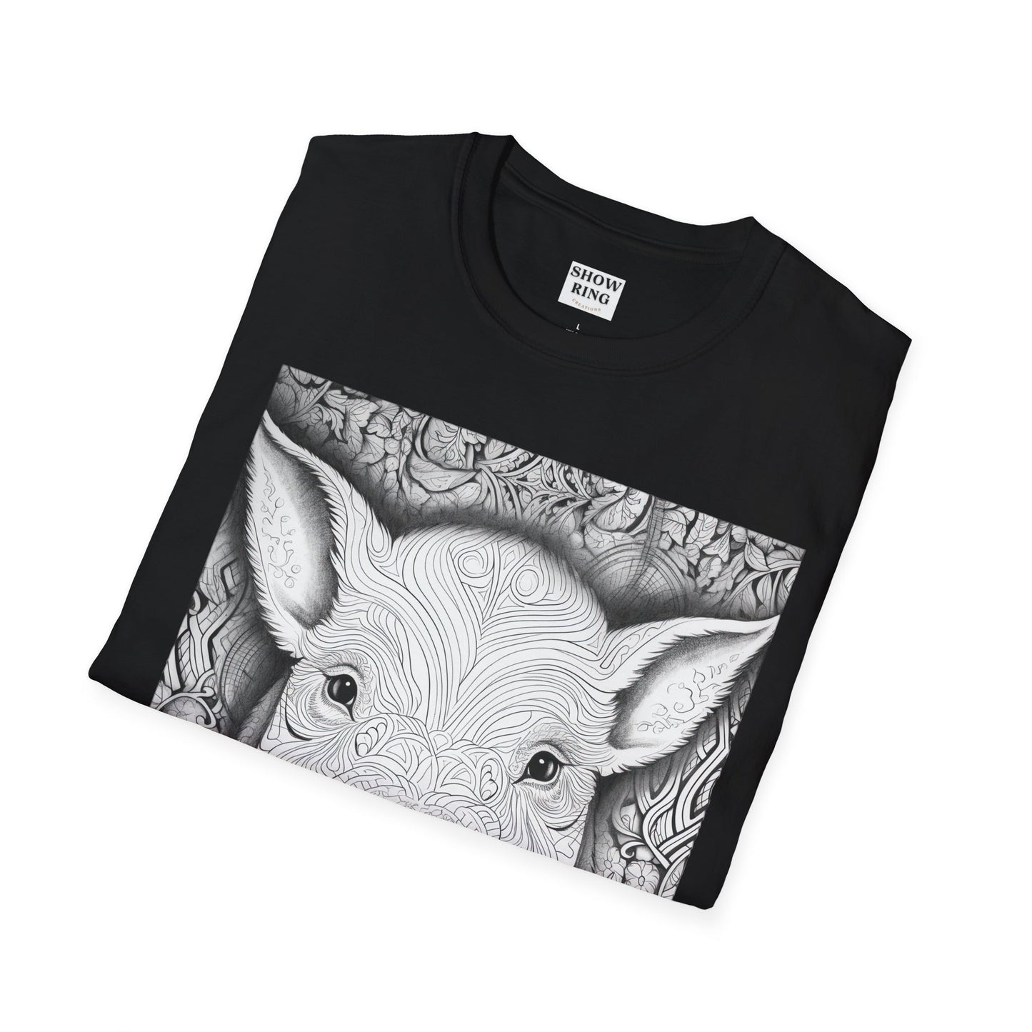 Adult Coloring Shirt Featuring Adorable Pig for 4-H and FFA - Unisex Softstyle T-Shirt for All Ages