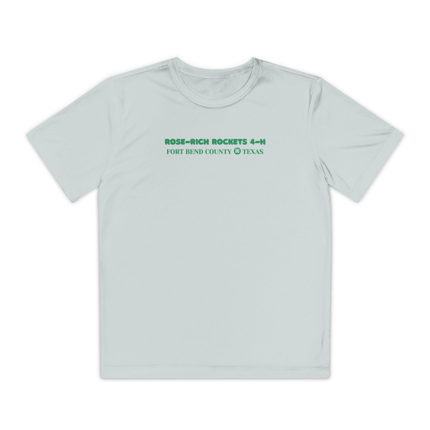 Youth Shirt, Rose-Rich 4-H Rocketry Club, Moisture Wicking, Safety Colors Available