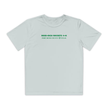 Youth Shirt, Rose-Rich 4-H Rocketry Club, Moisture Wicking, Safety Colors Available