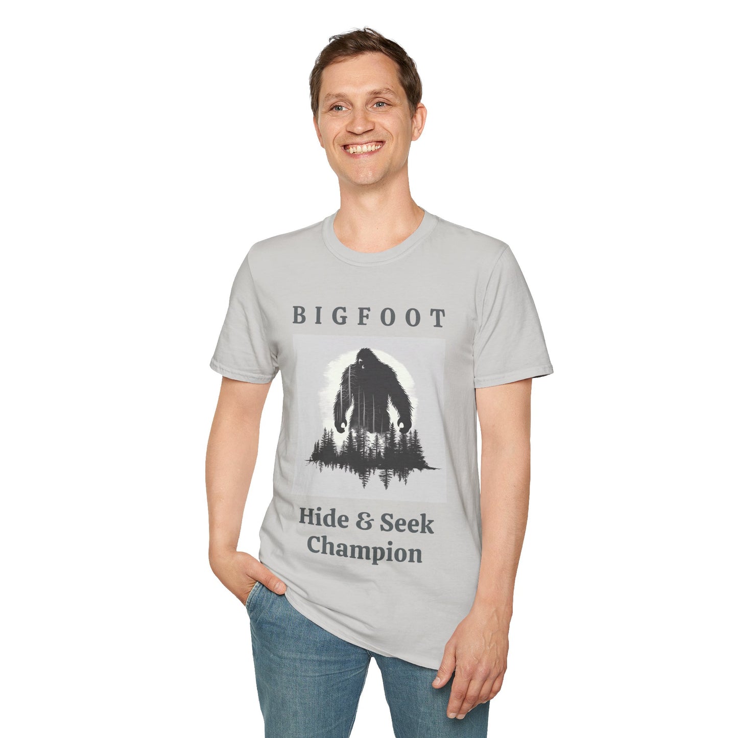 Bigfoot, Hide & Seek Champion - Unisex Softstyle T-Shirt for Men, Women & Children