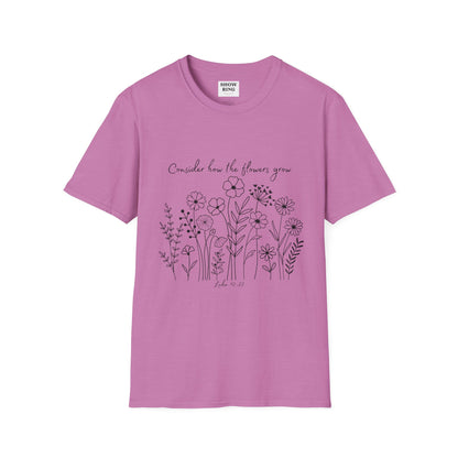 Floral Inspirational T-Shirt, Unisex Shirt, Casual Wear, Gift for Nature Lovers, Spring Fashion, Everyday Comfort Bible Verse Scripture Tee