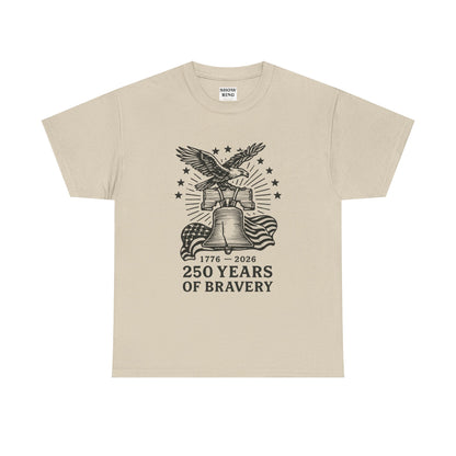 Liberty Bell With Eagle 250 Years of Bravery Tee — 1776–2026 Patriotic Eagle & Flag Shirt