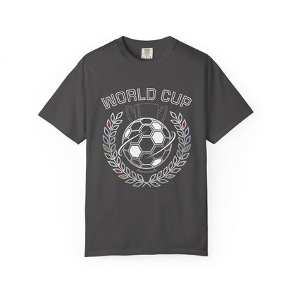 Soccer Ball World Cup Laurel Crest T-Shirt | Athletic Logo Tee For Soccer and Football Fans