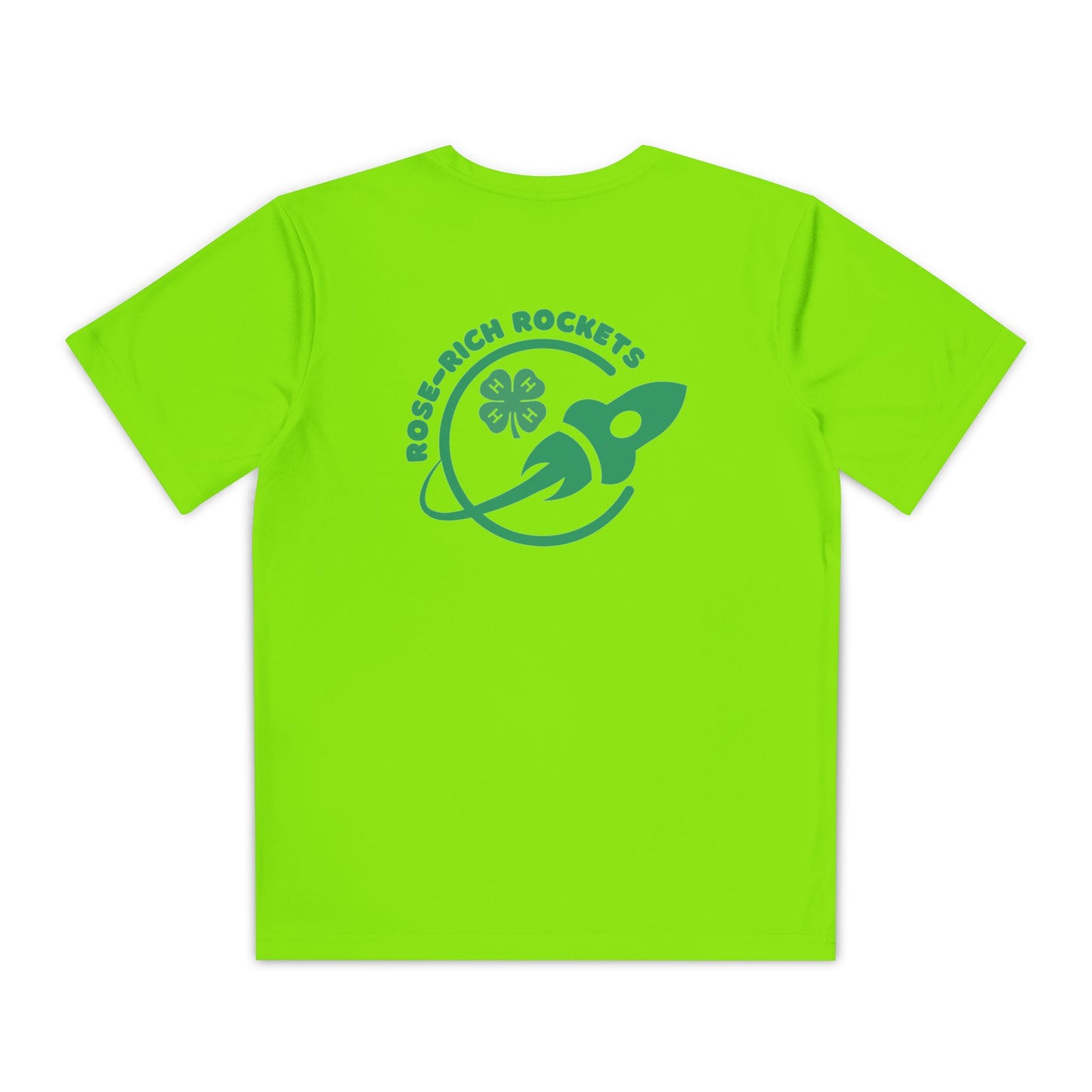 Youth Shirt, Rose-Rich 4-H Rocketry Club, Moisture Wicking, Safety Colors Available