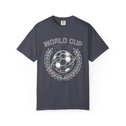Soccer Ball World Cup Laurel Crest T-Shirt | Athletic Logo Tee For Soccer and Football Fans