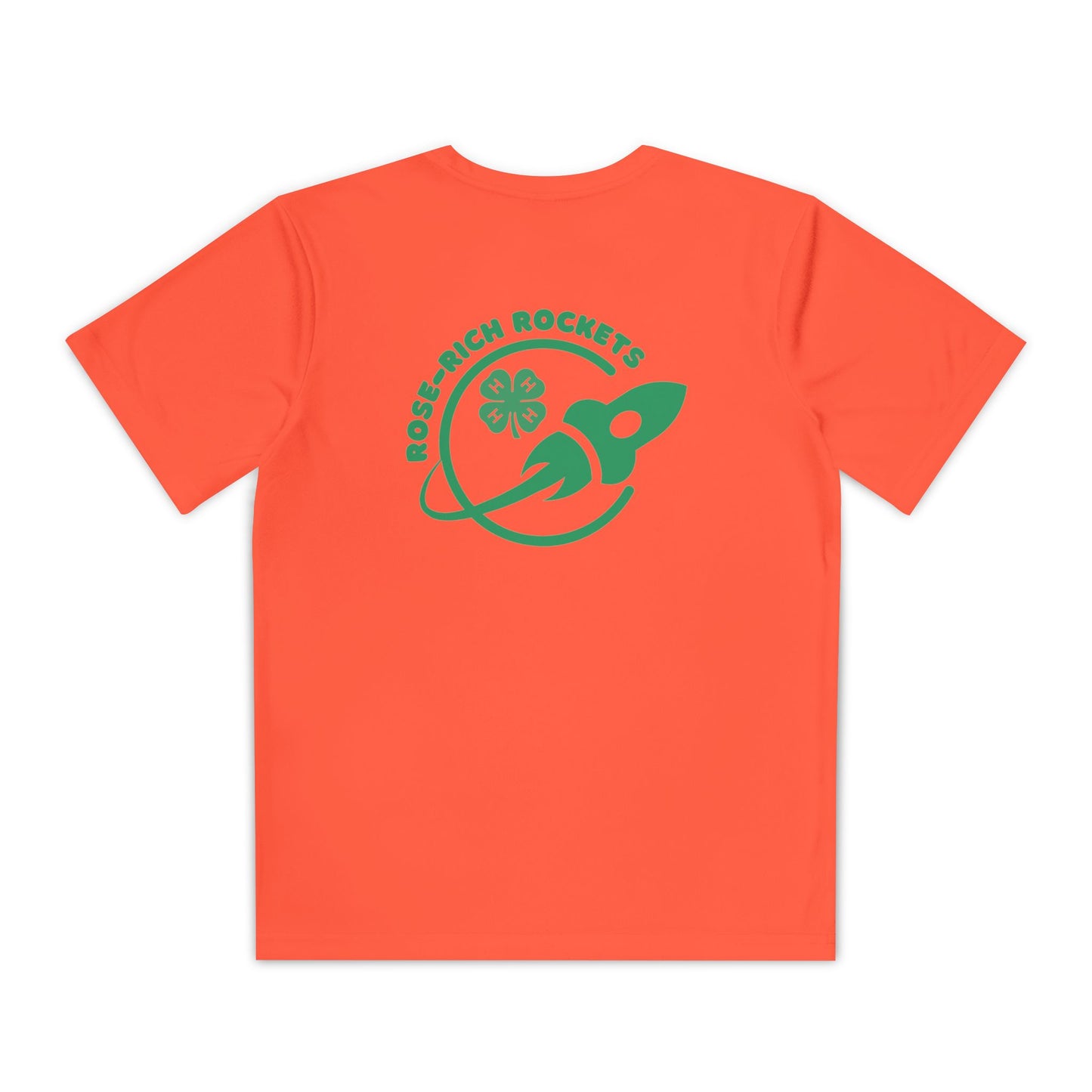 Youth Shirt, Rose-Rich 4-H Rocketry Club, Moisture Wicking, Safety Colors Available