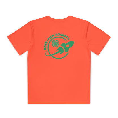 Youth Shirt, Rose-Rich 4-H Rocketry Club, Moisture Wicking, Safety Colors Available