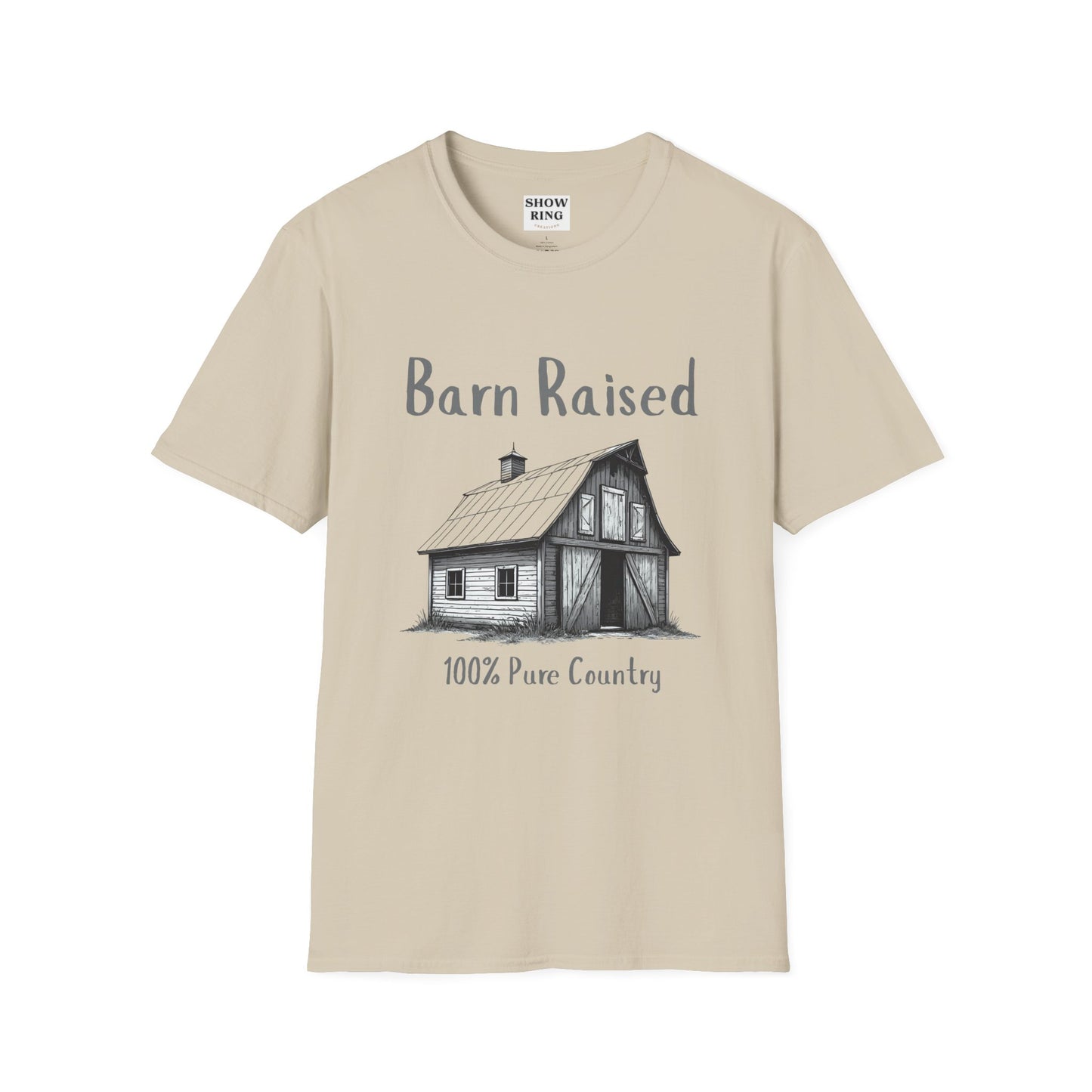 Barn Raised 100% Pure Country, Unisex Softstyle T-Shirt - Country Vibe, Farm Life, Casual Wear, Gift for Farmers, Rustic Style