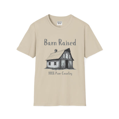 Barn Raised 100% Pure Country, Unisex Softstyle T-Shirt - Country Vibe, Farm Life, Casual Wear, Gift for Farmers, Rustic Style
