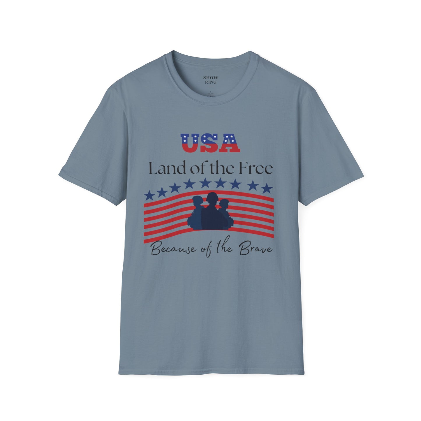 USA Land of the Free Because of the Brave T-Shirt, 4th of July Tee, Patriotic Unisex Shirt, Military Tribute Apparel, Independence Day Fashion
