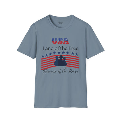USA Land of the Free Because of the Brave T-Shirt, 4th of July Tee, Patriotic Unisex Shirt, Military Tribute Apparel, Independence Day Fashion