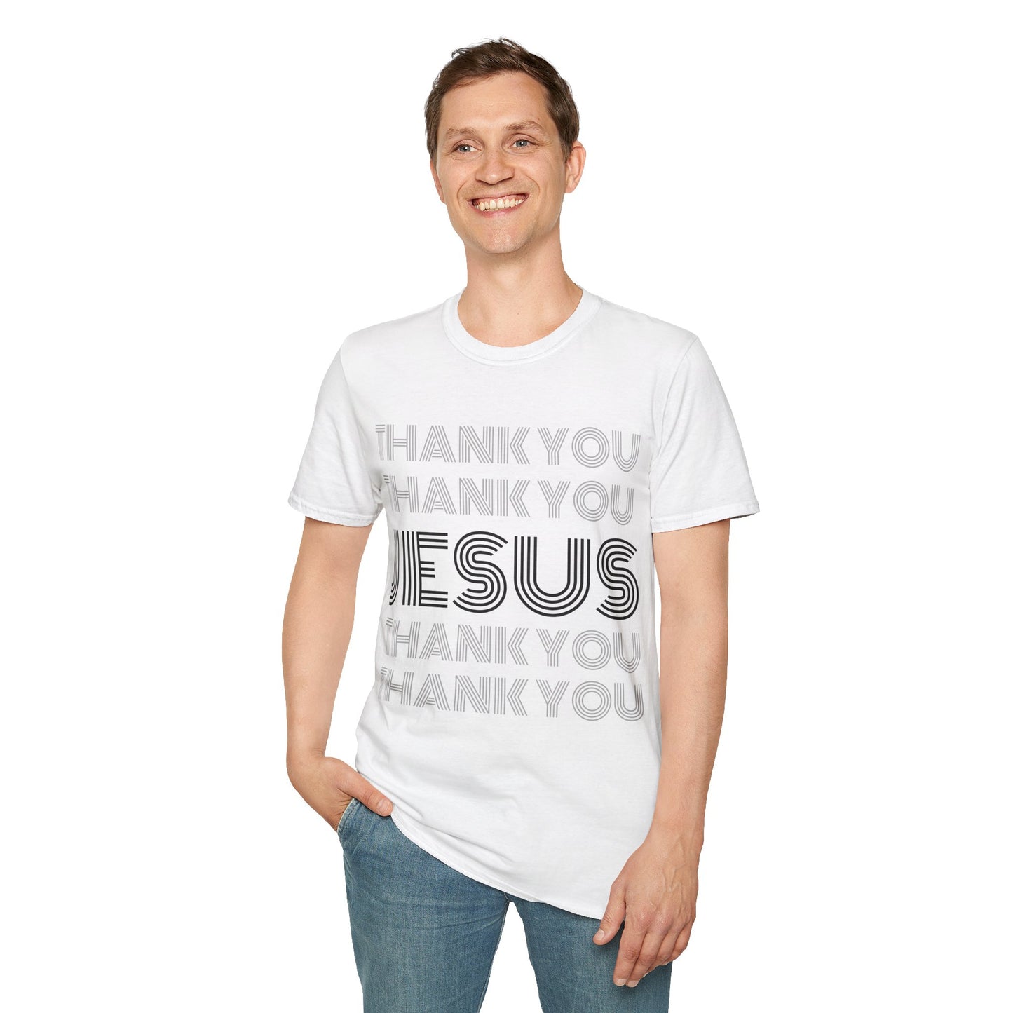 Thank You Jesus Christian Tee - Unisex Softstyle T-Shirt for Men, Women & Children