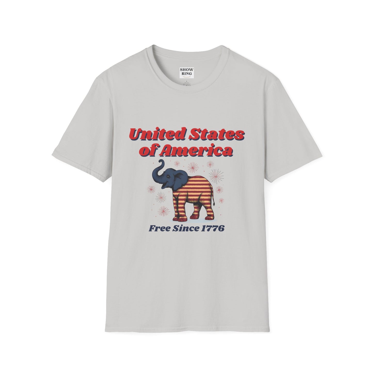 Patriotic Elephant T-Shirt, Free Since 1776, USA Pride Tee, Casual Independence Day Shirt, Vintage Style US Pride Apparel, Gift for Elephant Lovers