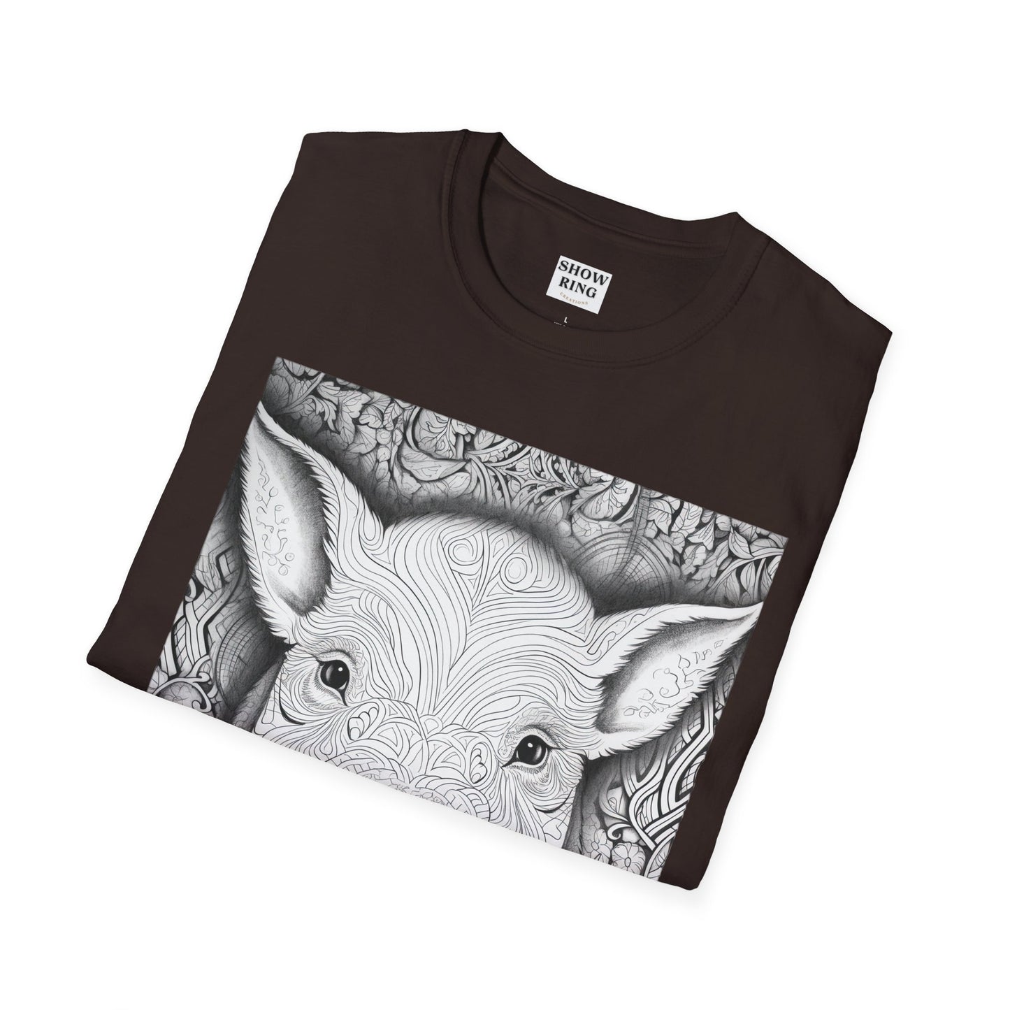 Adult Coloring Shirt Featuring Adorable Pig for 4-H and FFA - Unisex Softstyle T-Shirt for All Ages