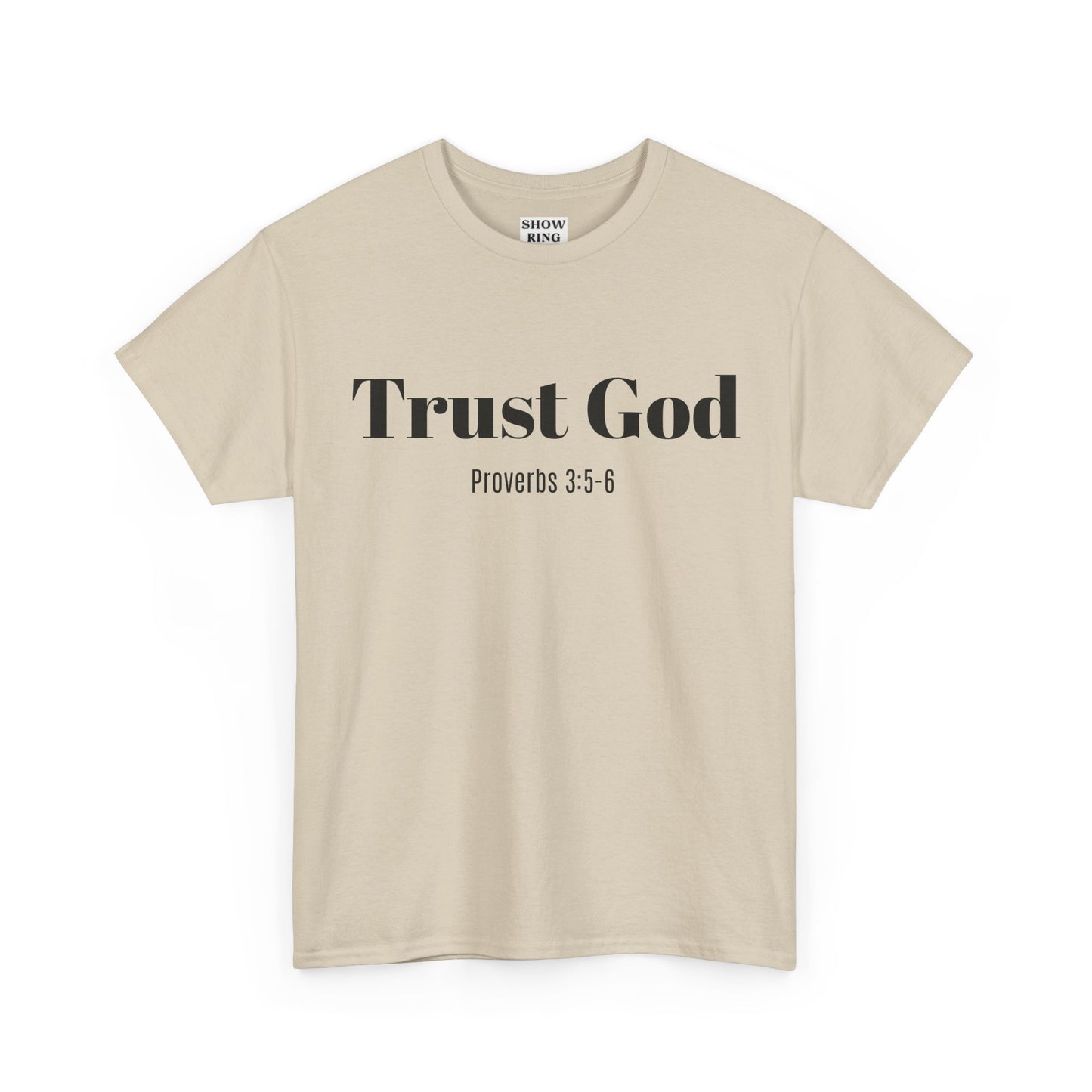 Trust God Unisex Heavy Cotton Tee – Proverbs 3:5-6 Bible Verse Shirt for Youth Groups, Christian Gifts