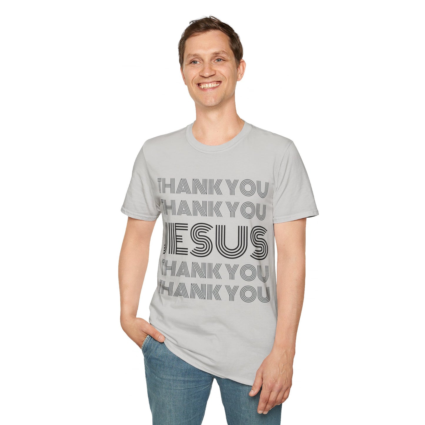 Thank You Jesus Christian Tee - Unisex Softstyle T-Shirt for Men, Women & Children