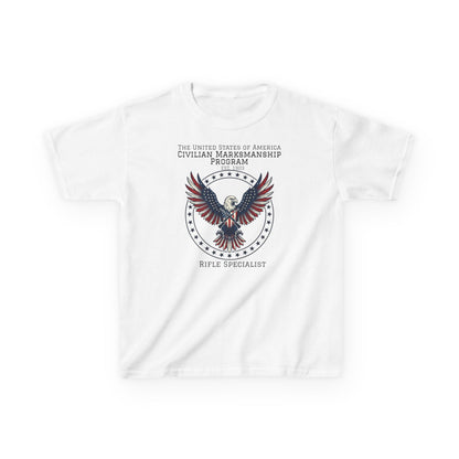 Kids American Eagle Marksmanship T‑Shirt — Civilian Marksmanship Program Rifle Specialist Tee