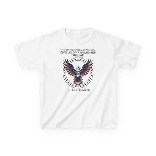 Kids American Eagle Marksmanship T‑Shirt — Civilian Marksmanship Program Rifle Specialist Tee