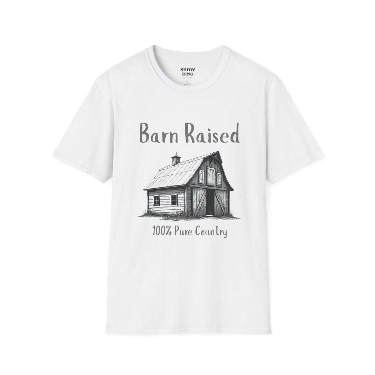 Barn Raised 100% Pure Country, Unisex Softstyle T-Shirt - Country Vibe, Farm Life, Casual Wear, Gift for Farmers, Rustic Style