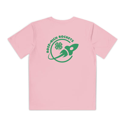 Youth Shirt, Rose-Rich 4-H Rocketry Club, Moisture Wicking, Safety Colors Available