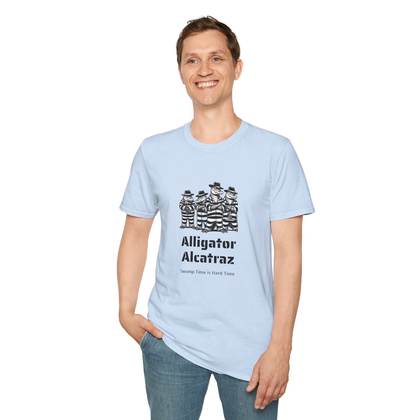 Alligator Alcatraz Swamp Time is Hard Time, Softstyle Shirt For Men, Women, Unisex, Short Sleeve, Motorcycle Riders