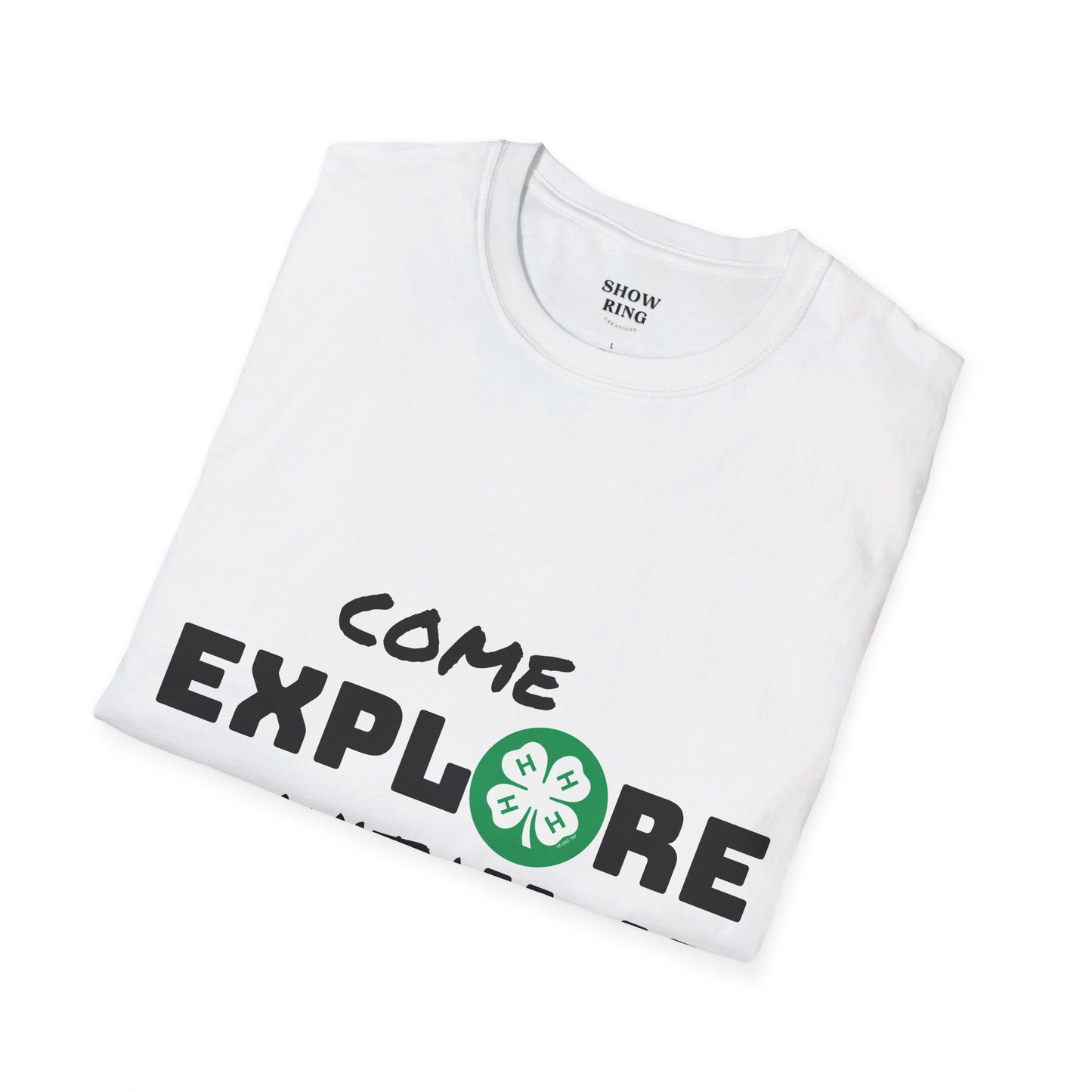 Come Explore With 4-H: Unisex Softstyle T-Shirt for Men, Women & Youth