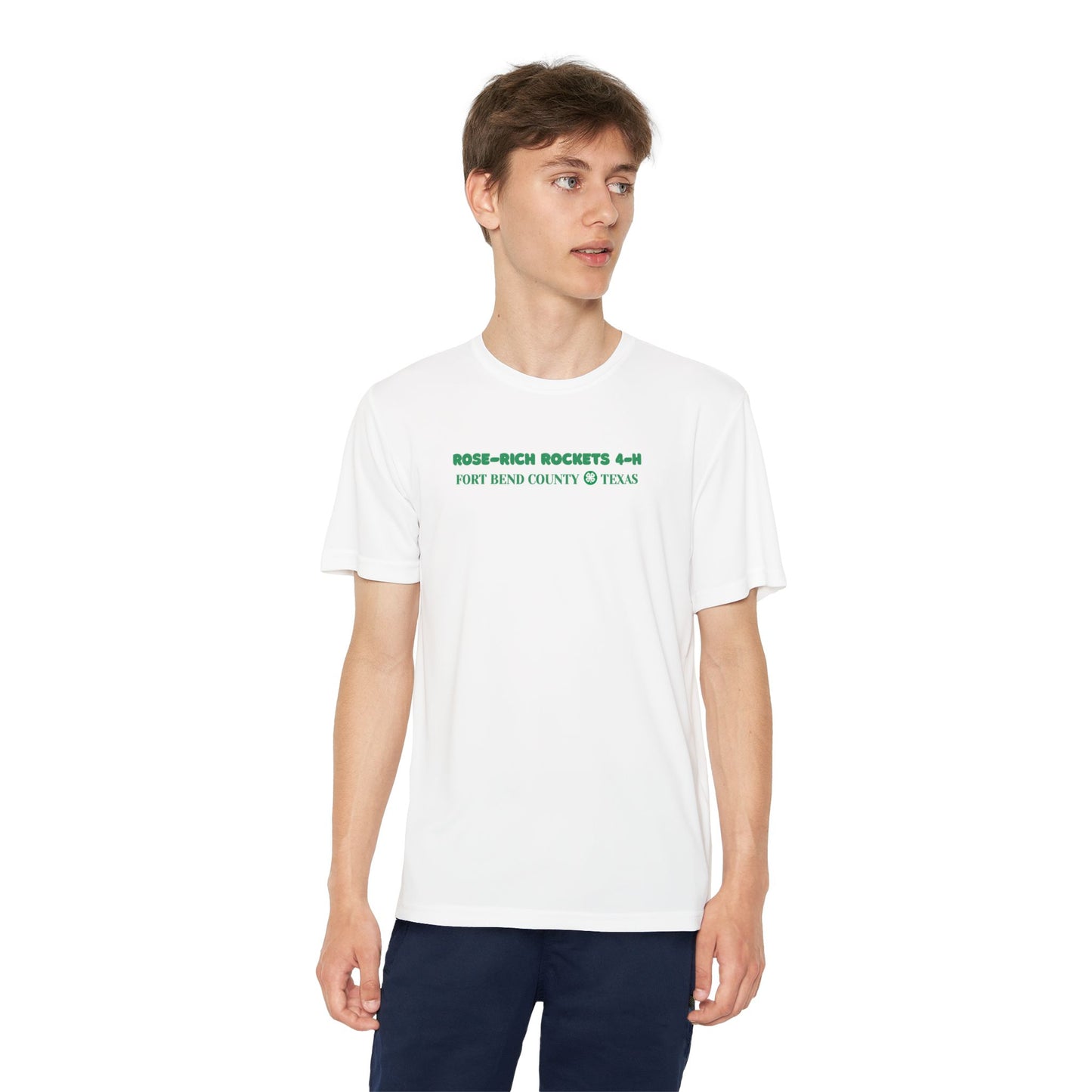 Youth Shirt, Rose-Rich 4-H Rocketry Club, Moisture Wicking, Safety Colors Available