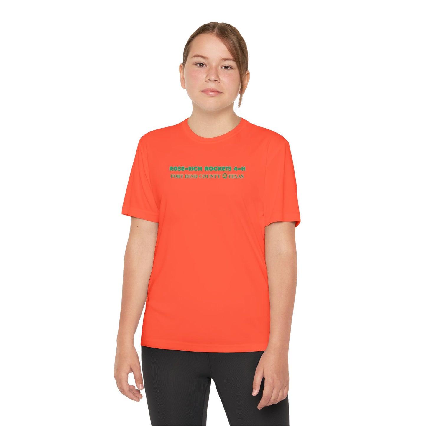 Youth Shirt, Rose-Rich 4-H Rocketry Club, Moisture Wicking, Safety Colors Available