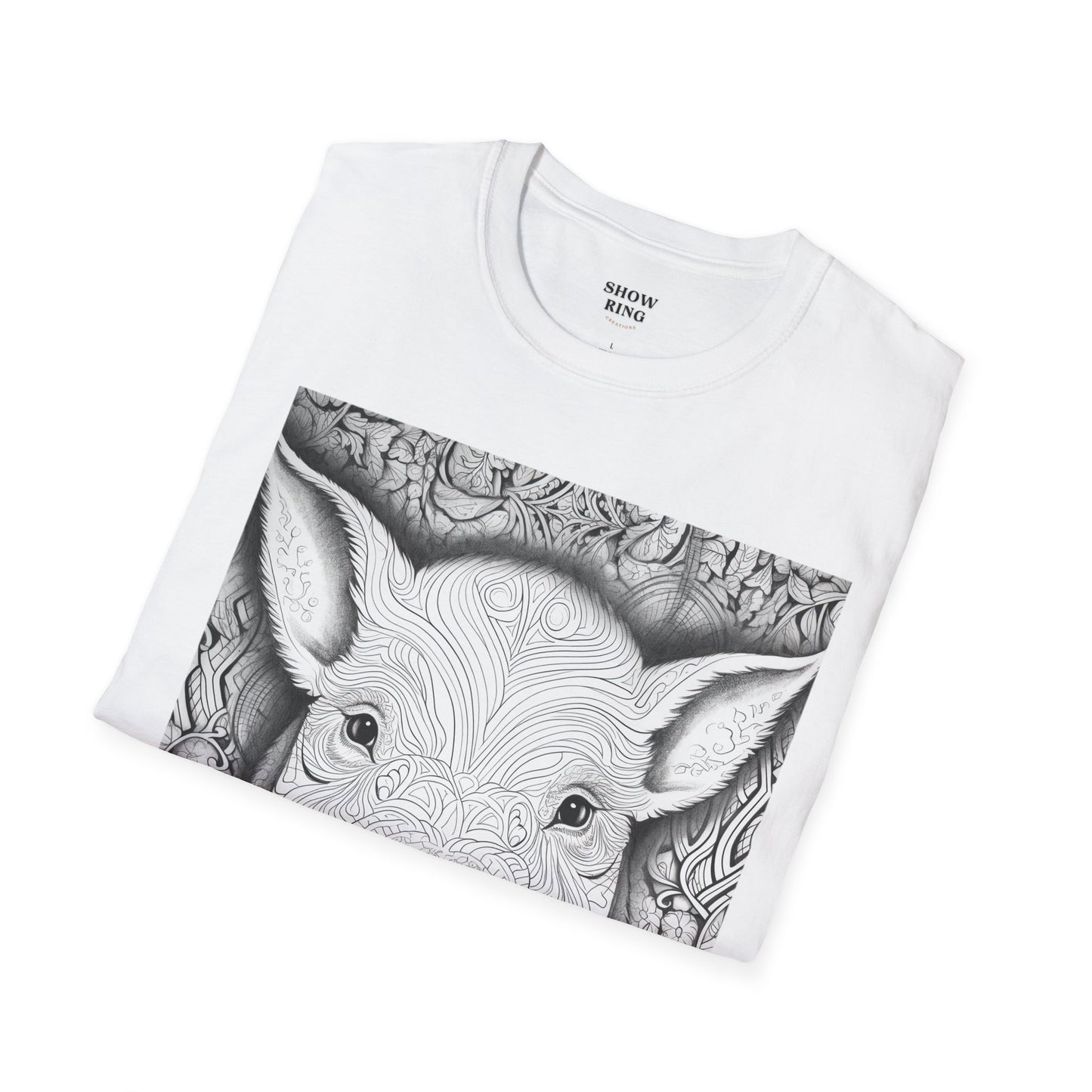 Adult Coloring Shirt Featuring Adorable Pig for 4-H and FFA - Unisex Softstyle T-Shirt for All Ages