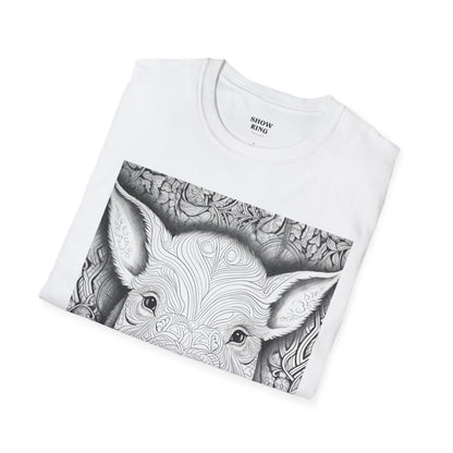 Adult Coloring Shirt Featuring Adorable Pig for 4-H and FFA - Unisex Softstyle T-Shirt for All Ages
